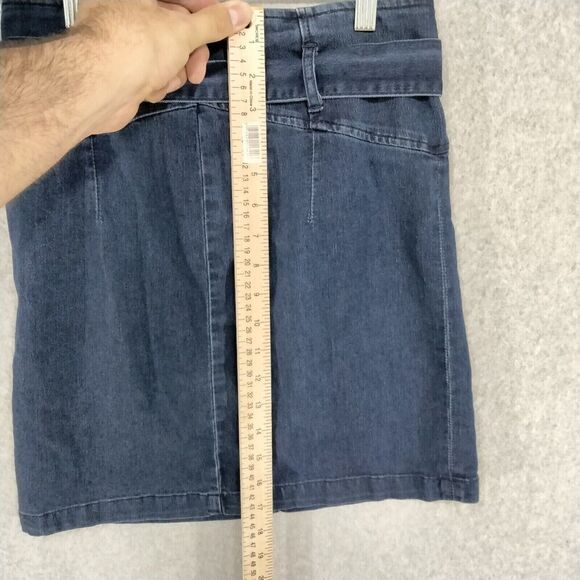 free people Livin it Up Mini Skirt Wmns Sz 6 Blue Belted Back Zip Short Denim - Picture 3 of 8